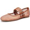 imageTrary Ballet Flats for WomenMesh Mary Jane ShoesDouble Buckle Strap Spring Summer Shoes Comfortable DressyBrown