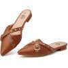 imageTrary Mules for WomenComfortable Pointed Toe FlatsBackless Loafers SlipOns Womens ClogsBusiness Casual Fall Winter Shoes Women DressyBrown
