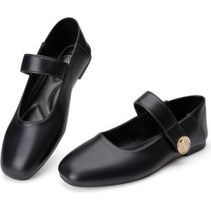 imageTrary Flats for Women Mary Jane Shoes Dress Shoes for Women Comfortable Business Office Casual with VelcroBlack