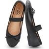 imageTrary Ballet Flats for Women Closed Round Toe Mary Jane Shoes Women Cute Bowknot NonSlip Dressy Shoes Elastic Strap Comfortable Womens Flats for AllYear Daily Work CausalBlack Pu