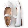 imageTrary Ballet Flats for Women Closed Round Toe Mary Jane Shoes Women Cute Bowknot NonSlip Dressy Shoes Elastic Strap Comfortable Womens Flats for AllYear Daily Work CausalWhite Pu
