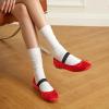 imageTrary Ballet Flats for Women Closed Round Toe Mary Jane Shoes Women Cute Bowknot NonSlip Dressy Shoes Elastic Strap Comfortable Womens Flats for AllYear Daily Work CausalRed