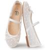 imageTrary Ballet Flats for Women Closed Round Toe Mary Jane Shoes Women Cute Bowknot NonSlip Dressy Shoes Elastic Strap Comfortable Womens Flats for AllYear Daily Work CausalMesh White