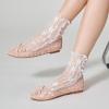 imageTrary Ballet Flats for Women Closed Round Toe Mary Jane Shoes Women Cute Bowknot NonSlip Dressy Shoes Elastic Strap Comfortable Womens Flats for AllYear Daily Work CausalMesh Nude
