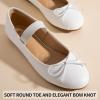 imageTrary Ballet Flats for Women Closed Round Toe Mary Jane Shoes Women Cute Bowknot NonSlip Dressy Shoes Elastic Strap Comfortable Womens Flats for AllYear Daily Work CausalWhite Pu