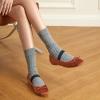 imageTrary Ballet Flats for Women Closed Round Toe Mary Jane Shoes Women Cute Bowknot NonSlip Dressy Shoes Elastic Strap Comfortable Womens Flats for AllYear Daily Work CausalBrown