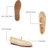 imageTrary Ballet Flats for Women Closed Round Toe Mary Jane Shoes Women Cute Bowknot NonSlip Dressy Shoes Elastic Strap Comfortable Womens Flats for AllYear Daily Work CausalMesh Yellow