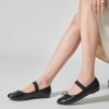 imageTrary Ballet Flats for Women Closed Round Toe Mary Jane Shoes Women Cute Bowknot NonSlip Dressy Shoes Elastic Strap Comfortable Womens Flats for AllYear Daily Work CausalBlack Pu