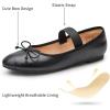 imageTrary Ballet Flats for Women Closed Round Toe Mary Jane Shoes Women Cute Bowknot NonSlip Dressy Shoes Elastic Strap Comfortable Womens Flats for AllYear Daily Work CausalBlack Pu
