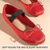 imageTrary Ballet Flats for Women Closed Round Toe Mary Jane Shoes Women Cute Bowknot NonSlip Dressy Shoes Elastic Strap Comfortable Womens Flats for AllYear Daily Work CausalRed
