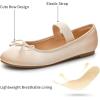 imageTrary Ballet Flats for Women Closed Round Toe Mary Jane Shoes Women Cute Bowknot NonSlip Dressy Shoes Elastic Strap Comfortable Womens Flats for AllYear Daily Work CausalApricot