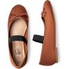 imageTrary Ballet Flats for Women Closed Round Toe Mary Jane Shoes Women Cute Bowknot NonSlip Dressy Shoes Elastic Strap Comfortable Womens Flats for AllYear Daily Work CausalBrown
