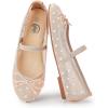 imageTrary Ballet Flats for Women Closed Round Toe Mary Jane Shoes Women Cute Bowknot NonSlip Dressy Shoes Elastic Strap Comfortable Womens Flats for AllYear Daily Work CausalMesh Nude