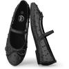 imageTrary Ballet Flats for Women Closed Round Toe Mary Jane Shoes Women Cute Bowknot NonSlip Dressy Shoes Elastic Strap Comfortable Womens Flats for AllYear Daily Work CausalMesh Black