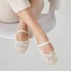 imageTrary Ballet Flats for Women Closed Round Toe Mary Jane Shoes Women Cute Bowknot NonSlip Dressy Shoes Elastic Strap Comfortable Womens Flats for AllYear Daily Work CausalMesh Yellow