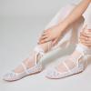 imageTrary Ballet Flats for Women Closed Round Toe Mary Jane Shoes Women Cute Bowknot NonSlip Dressy Shoes Elastic Strap Comfortable Womens Flats for AllYear Daily Work CausalMesh White