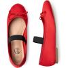 imageTrary Ballet Flats for Women Closed Round Toe Mary Jane Shoes Women Cute Bowknot NonSlip Dressy Shoes Elastic Strap Comfortable Womens Flats for AllYear Daily Work CausalRed