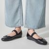 imageTrary Ballet Flats for Women Closed Round Toe Mary Jane Shoes Women Cute Bowknot NonSlip Dressy Shoes Elastic Strap Comfortable Womens Flats for AllYear Daily Work CausalBlack Pu