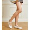 imageTrary Ballet Flats for Women Closed Round Toe Mary Jane Shoes Women Cute Bowknot NonSlip Dressy Shoes Elastic Strap Comfortable Womens Flats for AllYear Daily Work CausalWhite Pu