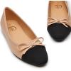 imageTrary Flat Shoes Women Pointed Toe Flats for Women TwoTone Cap Toe Ballet Flats Shoes Comfortable Dressy Casual Slipon Work Daily Soft Flat ShoesNude Pu