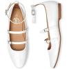 imageTrary Flat Shoes Women Square Toe Flats for Women ThreeStrap Metal Buckle Mary Jane Ballet Flats Comfortable Dressy Casual Slipon Work Daily Soft Flat ShoesWhite