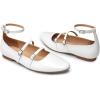 imageTrary Flat Shoes Women Square Toe Flats for Women ThreeStrap Metal Buckle Mary Jane Ballet Flats Comfortable Dressy Casual Slipon Work Daily Soft Flat ShoesWhite