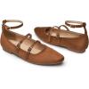 imageTrary Flat Shoes Women Square Toe Flats for Women ThreeStrap Metal Buckle Mary Jane Ballet Flats Comfortable Dressy Casual Slipon Work Daily Soft Flat ShoesSuede Brown
