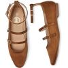imageTrary Flat Shoes Women Square Toe Flats for Women ThreeStrap Metal Buckle Mary Jane Ballet Flats Comfortable Dressy Casual Slipon Work Daily Soft Flat ShoesSuede Brown