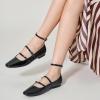 imageTrary Flat Shoes Women Square Toe Flats for Women ThreeStrap Metal Buckle Mary Jane Ballet Flats Comfortable Dressy Casual Slipon Work Daily Soft Flat ShoesBlack