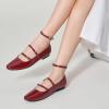 imageTrary Flat Shoes Women Square Toe Flats for Women ThreeStrap Metal Buckle Mary Jane Ballet Flats Comfortable Dressy Casual Slipon Work Daily Soft Flat ShoesWine Red