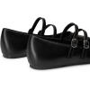 imageTrary Flats for Women Closed Pointed Toe Mary Jane Shoes Women Comfortable Slip on Ballet Flats Dressy Shoes Adjustable Strap PU Leather Mary Janes LoafersBlack
