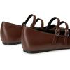 imageTrary Flats for Women Closed Pointed Toe Mary Jane Shoes Women Comfortable Slip on Ballet Flats Dressy Shoes Adjustable Strap PU Leather Mary Janes LoafersDark Brown