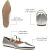 imageTrary Flats for Women Closed Pointed Toe Mary Jane Shoes Women Comfortable Slip on Ballet Flats Dressy Shoes Adjustable Strap PU Leather Mary Janes LoafersSilver