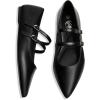 imageTrary Flats for Women Closed Pointed Toe Mary Jane Shoes Women Comfortable Slip on Ballet Flats Dressy Shoes Adjustable Strap PU Leather Mary Janes LoafersBlack