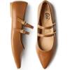 imageTrary Flats for Women Closed Pointed Toe Mary Jane Shoes Women Comfortable Slip on Ballet Flats Dressy Shoes Adjustable Strap PU Leather Mary Janes LoafersBrown