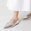 imageTrary Flats for Women Closed Pointed Toe Mary Jane Shoes Women Comfortable Slip on Ballet Flats Dressy Shoes Adjustable Strap PU Leather Mary Janes LoafersSilver