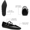 imageTrary Flats for Women Closed Pointed Toe Mary Jane Shoes Women Comfortable Slip on Ballet Flats Dressy Shoes Adjustable Strap PU Leather Mary Janes LoafersBlack