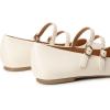 imageTrary Flats for Women Closed Pointed Toe Mary Jane Shoes Women Comfortable Slip on Ballet Flats Dressy Shoes Adjustable Strap PU Leather Mary Janes LoafersBeigewhite