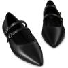 imageTrary Flats for Women Closed Pointed Toe Mary Jane Shoes Women Comfortable Slip on Ballet Flats Dressy Shoes Adjustable Strap PU Leather Mary Janes LoafersBlack
