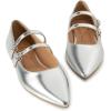 imageTrary Flats for Women Closed Pointed Toe Mary Jane Shoes Women Comfortable Slip on Ballet Flats Dressy Shoes Adjustable Strap PU Leather Mary Janes LoafersSilver
