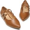 imageTrary Flats for Women Closed Pointed Toe Mary Jane Shoes Women Comfortable Slip on Ballet Flats Dressy Shoes Adjustable Strap PU Leather Mary Janes LoafersBrown