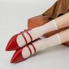 imageTrary Flats for Women Closed Pointed Toe Mary Jane Shoes Women Comfortable Slip on Ballet Flats Dressy Shoes Adjustable Strap PU Leather Mary Janes LoafersRed