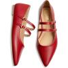 imageTrary Flats for Women Closed Pointed Toe Mary Jane Shoes Women Comfortable Slip on Ballet Flats Dressy Shoes Adjustable Strap PU Leather Mary Janes LoafersRed