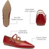 imageTrary Flats for Women Closed Pointed Toe Mary Jane Shoes Women Comfortable Slip on Ballet Flats Dressy Shoes Adjustable Strap PU Leather Mary Janes LoafersRed