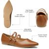 imageTrary Flats for Women Closed Pointed Toe Mary Jane Shoes Women Comfortable Slip on Ballet Flats Dressy Shoes Adjustable Strap PU Leather Mary Janes LoafersBrown