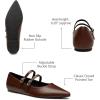 imageTrary Flats for Women Closed Pointed Toe Mary Jane Shoes Women Comfortable Slip on Ballet Flats Dressy Shoes Adjustable Strap PU Leather Mary Janes LoafersDark Brown