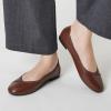 imageTrary Flats for Women Mary Jane Shoes Women Round Toe Ballet Flats Dress Shoes Casual Comfortable PU Leather Slip on LoafersPu Brown
