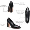 imageTrary Heels for Women Closed Pointed Toe Chunky Pumps Shoes Women Block High Heels Comfortable SlipOn Dress Office Party Wedding Shoes 354quot HeelBlack