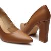 imageTrary Heels for Women Closed Pointed Toe Chunky Pumps Shoes Women Block High Heels Comfortable SlipOn Dress Office Party Wedding Shoes 354quot HeelBrown