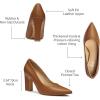 imageTrary Heels for Women Closed Pointed Toe Chunky Pumps Shoes Women Block High Heels Comfortable SlipOn Dress Office Party Wedding Shoes 354quot HeelBrown